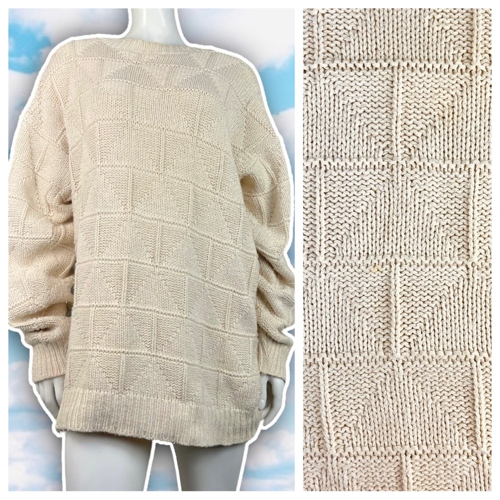 JOHN WEITZ Vintage Oversized Cotton Grandpa Sweater Coastal Preppy Grannycore